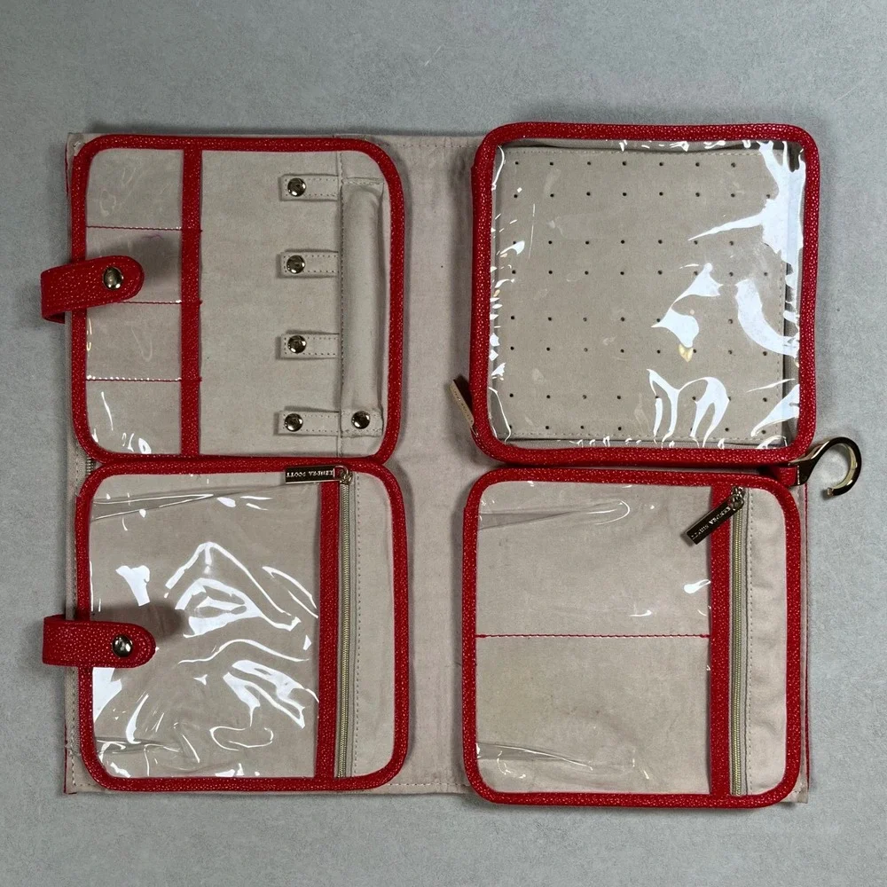 Kendra Scott‎ Getaway Collection Jewelry Travel Case OS Red Pebbled Faux Leather